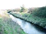 Flood defences in Castle Shore Park one cold and frosty morning.  note:- Thick ice