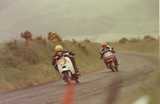 Geoff leading Ray Kemp at the Isle of Man 1971 when the crankshaft snapped on the last lap