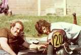 Geoff with Tony Wilcox astride his Wildcat sidecar outfit at the I.O.M. in 1972