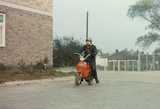 The very first 125cc Wildcat Vega being tried outside the workshop at Rafferty Newmans in 1970 